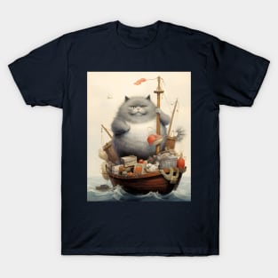 Cats at Sea: Fat Cats little boats T-Shirt